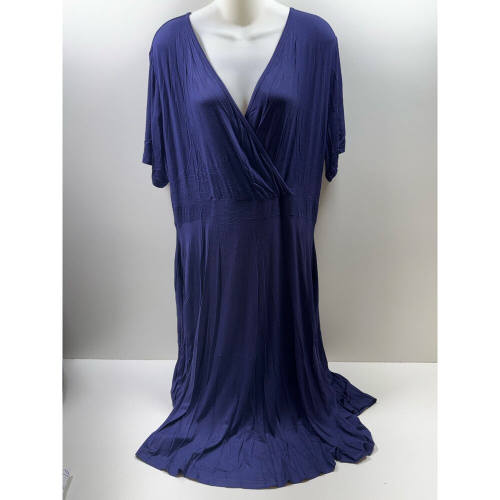 Ahlaray Women’s Short Sleeve Faux Wrap Casual Swing Dress Flowy Career Office 2X
